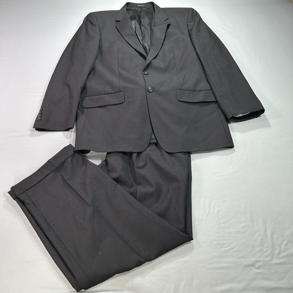 Joseph & Feiss Suit Mens 44 Long Blazer 36x31 Pants Gray 100% Wool Two‎ Piece